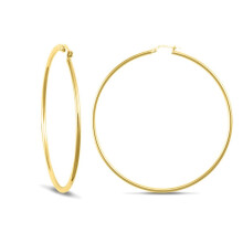 Jewelco London Gold-plated Sterling Silver Polished Hoop Earrings 2mm 63mm - AER008B-GP