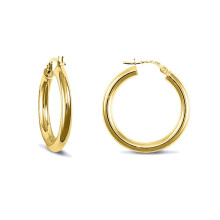 Jewelco London Gold-plated Sterling Silver Polished Hoop Earrings 3mm 25mm - AER006B-GP