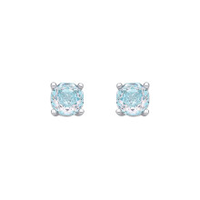 Jewelco London Rhodium Plated Sterling Silver Blue Octagon CZ Magic Rose Two-Tone Stud Earrings - EAG1305-SB