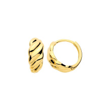 Jewelco London Yellow Gold-Plated Sterling Silver Twisted Ribbon Croissant Huggie Hoop Earrings - ER220
