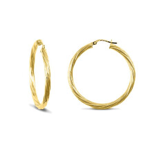 Jewelco London Gold-plated Sterling Silver Twist Hoop Earrings 3mm 35mm - AER001E-GP