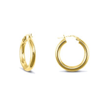 Jewelco London Gold-plated Sterling Silver Polished Hoop Earrings 3mm 20mm - AER006A-GP