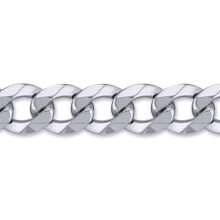Jewelco London Men's Solid Rhodium-plated Silver Traditional Heavy Weight Curb Link 17mm Gauge Chain Necklace - ACN006Q-26