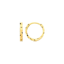 Jewelco London Yellow Gold-Plated Sterling Silver Crinkle Cut Sparkling Square Huggie Hoop Earrings - ER226