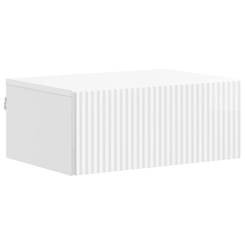 VidaXL vidaXL Wall-Mounted Bedside Cabinet with Drawer 2 pcs High Gloss White 1