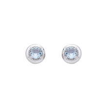 Jewelco London Rhodium Plated Sterling Silver Blue CZ Icy Arctic Beaded Halo Drop Earrings - EAG1360