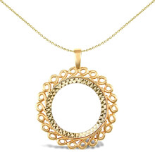 Jewelco London Solid 9ct Yellow Gold Loop Spiral Frame Full Sovereign Coin Mount Pendant - JSP008-F