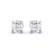 Jewelco London Ladies Solid 9ct White Gold 4 Claw Set Round H I1 1.00ct Diamond Solitaire Stud Earrings - 9E096-100