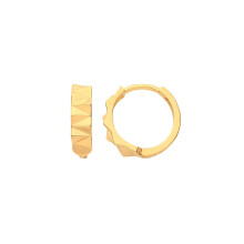 Jewelco London Yellow Gold-Plated Sterling Silver Crinkle Pyramid Spikey Huggie Hoop Earrings - ER223