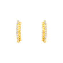Jewelco London Yellow Gold-Plated Sterling Silver CZ Beaded Eternity Huggie Hoop Earrings - EAG1366