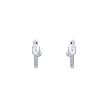 Jewelco London Rhodium Plated Sterling Silver Pretzel Knot Huggie Hoop Earrings - EAG1385
