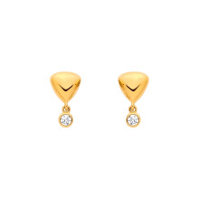 Jewelco London Yellow Gold-Plated Sterling Silver CZ Solitaire Donut Bubble Charm Puffed Plectrum Drop Earrings - EAG1371