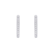 Jewelco London Rhodium Plated Sterling Silver CZ Oval Hoop Eternity Drop Earrings - EAG1406