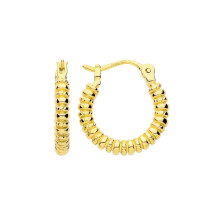 Jewelco London Yellow Gold-Plated Sterling Silver Coiled Twist Ribbed Accordion Style Hoop Earrings - ER227
