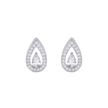 Jewelco London Rhodium Plated Sterling Silver Pear CZ Raindrop Swing Flame Drop Earrings - EAG1314