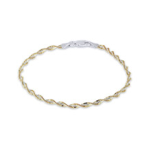 Jewelco London Sterling Silver 2 Tone Twist Herringbone 2.2mm Chain Bracelet 7.5inch 19.5cm - 8-29-2302