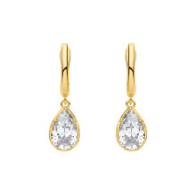 Jewelco London Yellow Gold-Plated Sterling Silver Pear CZ Golden Raindrop Bezel Drop Earrings - EAG1319