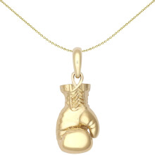 Jewelco London Men's Solid 9ct Yellow Gold Realistic 3D Single Boxing Glove Novelty Pendant, Large - JPD593