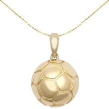 Jewelco London Unisex 9ct Yellow Gold 3D Retro 27 Panel Football Soccer Ball Novelty Pendant - JPD606