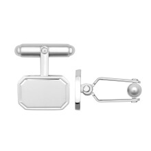 Jewelco London Men's Rhodium Plated Sterling Silver Polished Octagon Rectangle Swivel Back T-Bar Cufflinks - ACL025