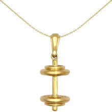 Jewelco London Unisex 9ct Yellow Gold Fitness Gym Dumbbell Novelty Pendant - JPD590