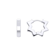 Jewelco London Rhodium Plated Sterling Silver ZigZag Star Double Square Hoop Earrings - EAG1392
