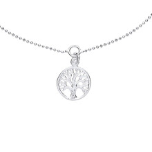 Jewelco London Ladies Sterling Silver Bead Chain Tree of Life Charm Anklet 13mm 9 + 1 inch - ANK004
