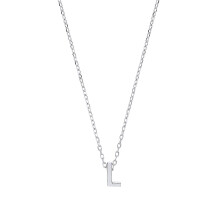 Jewelco London Ladies Sterling Silver Letter L Initial Pendant Necklace 18 inch - GIN4L