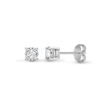 Jewelco London Ladies Solid 18ct White Gold 4 Claw Set Round G SI1 0.2ct Diamond Solitaire Stud Earrings - 18E005-020
