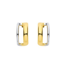 Jewelco London Rhodium & Yellow Gold-Plated Sterling Silver Negative Space Double Row Half J-Hoop Drop Earrings - EAG1320