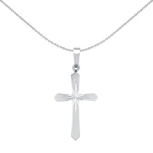 Jewelco London Unisex Rhodium Plated Sterling Silver Diamond-cut Arrow Head Starburst Cross Pendant - APX031