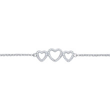 Jewelco London Ladies Sterling Silver Cubic zirconia Trilogy Love Heart Charm Bracelet 10mm 7 inch - GVB390