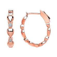 Jewelco London Ladies Rose Gold-Plated Sterling Silver Cubic zirconia Inside Outside Eternity Hoop Earrings 25mm - GVE546