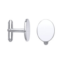 Jewelco London Mens Sterling Silver Oval Disc Swivel Cufflinks - GVU19