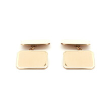 Jewelco London Men's Solid 9ct Yellow Gold Twin Rectangular Chain Linked Cufflinks - JCL028
