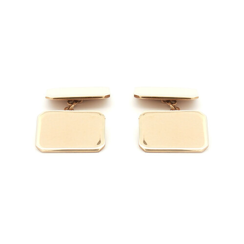 Jewelco London Jewelco London Men's Solid 9ct Yellow Gold Twin Rectangular Chain Linked Cufflinks - JCL028