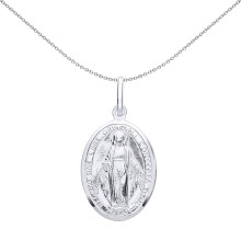 Jewelco London Unisex Sterling Silver Miraculous Mary Medallion Necklace - GVP541