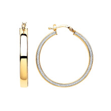 Jewelco London Ladies Yellow Gold-Plated Sterling Silver Moondust Hoop Earrings 30mm - GVE611GOLD