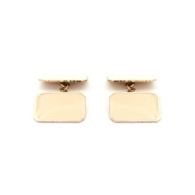 Jewelco London Men's Solid 9ct Yellow Gold Twin Rectangular Chain Linked Cufflinks - JCL027