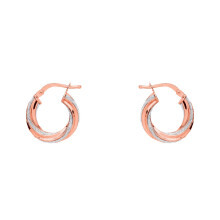 Jewelco London Ladies Rose Gold-Plated Sterling Silver Licorice Twist Moondust Hoop Earrings 17mm - GVE891R