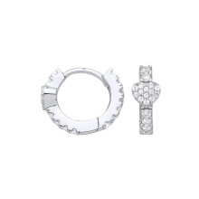 Jewelco London Ladies Sterling Silver Cubic Zirconia Love Heart Huggie Hoop Earrings 12mm - GVE881