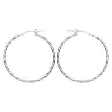 Jewelco London Ladies Sterling Silver Square Tube Ribbed Twist Hoop Earrings 34mm - ER86