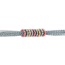 Jewelco London Ladies Rhodium Yellow & Rose Gold-Plated Sterling Silver Multi Strand Donut Loops Layered Charm Bracelet 10mm - GVB459