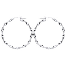 Jewelco London Ladies Sterling Silver Ribbon Twist Hoop Earrings 35mm - ER92