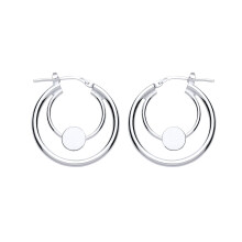 Jewelco London Ladies Sterling Silver Disc Double Hoop Earrings 18mm - GVE777
