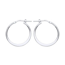 Jewelco London Ladies Sterling Silver Graduated Flat Hoop Earrings 22mm - ER95