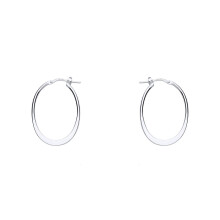 Jewelco London Ladies Sterling Silver Graduated Flat Hoop Earrings 20mm x 25mm - ER97