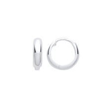 Jewelco London Ladies Sterling Silver Polished Huggie Hoop Earrings 13mm - ER112