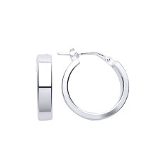 Jewelco London Ladies Sterling Silver Square Tube Hoop Earrings 17mm - ER102