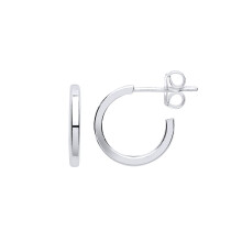 Jewelco London Ladies Sterling Silver Square Tube Hoop Earrings 14mm - ER101